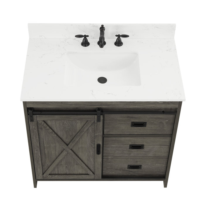 Sand & Stable Jillian 36'' Single Bathroom Vanity with Engineered Stone